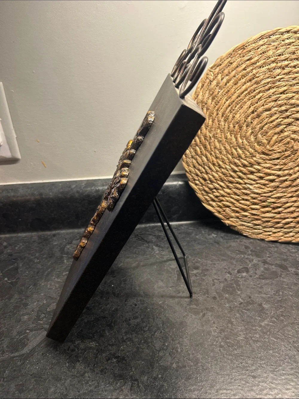 Decorative Wall Cross Plaque in Black and Gold